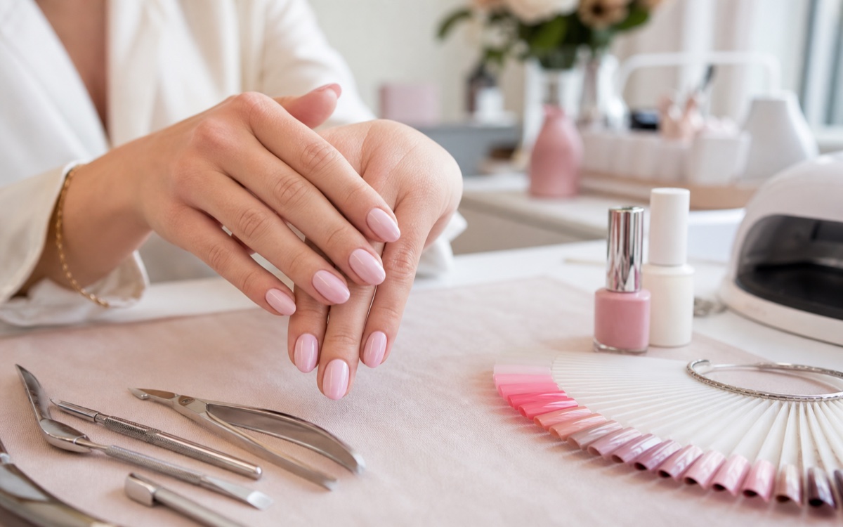Manicure hybrydowy i zadbane paznokcie w salonie beauty